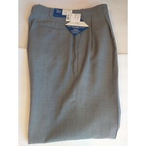 Town Craft 33x31 Dress Pants Slacks Gray Worsted Wool Blend Pleated